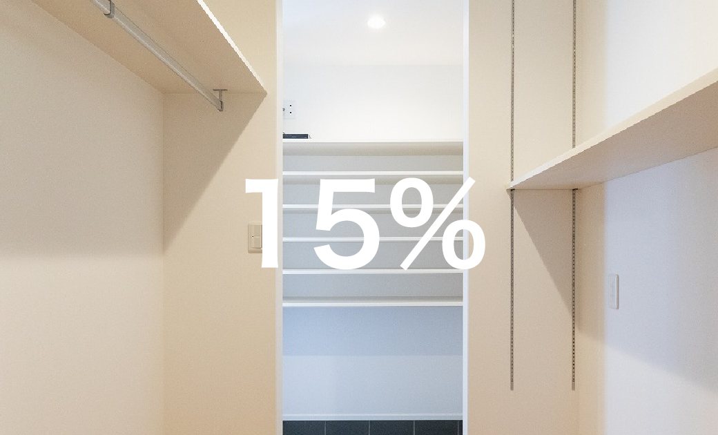 家の約15%を占める収納スペース